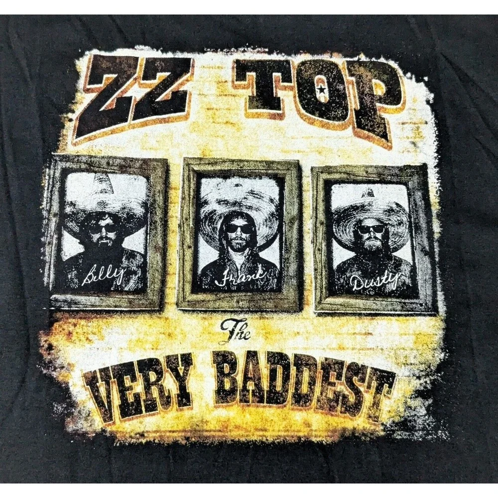 ZZ TOP &‎ JEFF BECK TOUR 2014 Men XL Black Double-Sided The Very Baddest T-Shirt